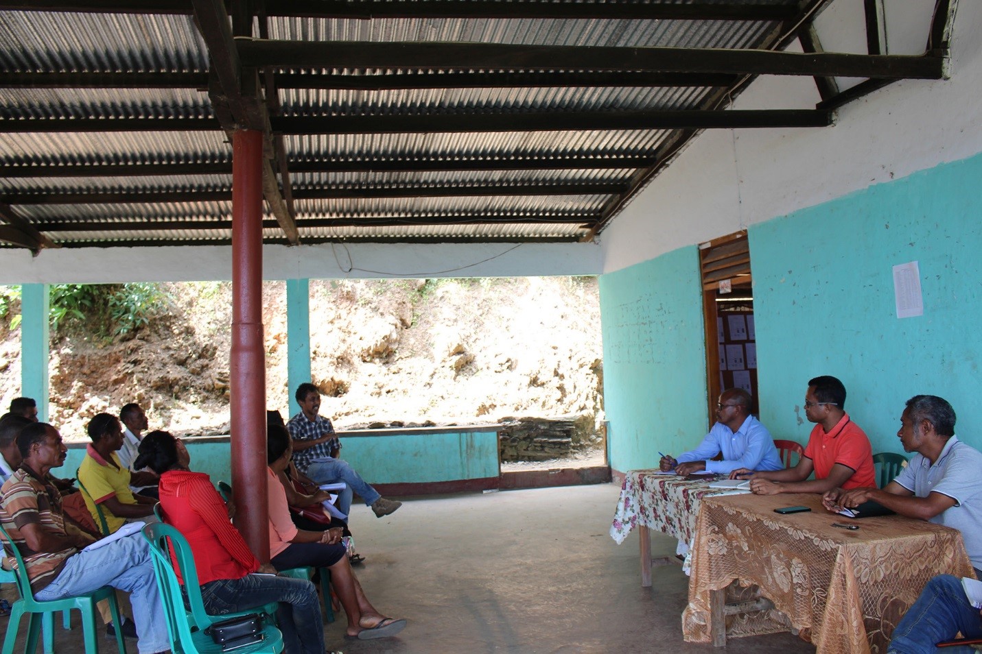 Fundação São Paulo ho ONG RAEBIA Timor Leste halao encontro avaliação atividade Eco-Farm hamutuk ho líder local Suco Dare